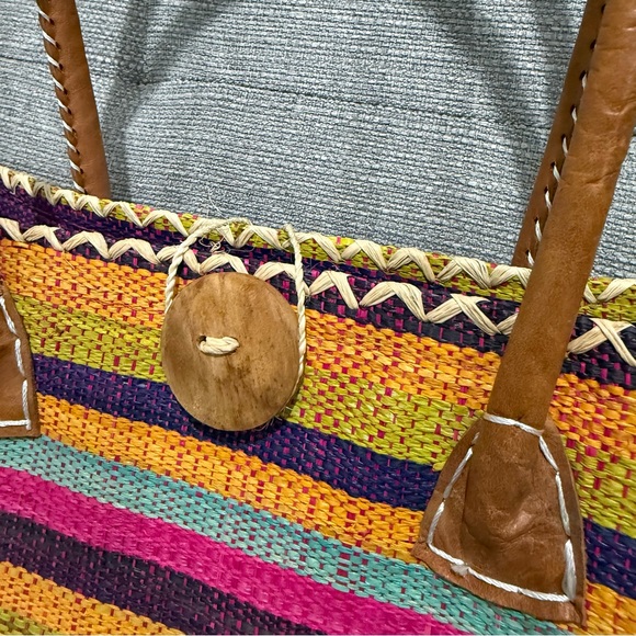 Colorful Striped Women's Small Tote Bag - Picture 3 of 11